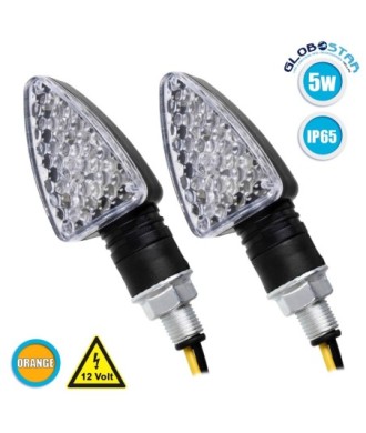 GLOBOSTAR® TURNLIGHT 81751 Φλας Μοτοσυκλέτας LED 2.5W-5W 150lm-300lm 120° DC 12V Αδιάβροχο IP65 Πορτοκαλί - Μ8.3 x Π3 x Υ2.8cm - Πακέτο 2 Τεμαχίων - 1 Χρόνο Εγγύηση